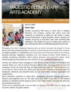 October Social Emotional Newsletter: Work Hard
