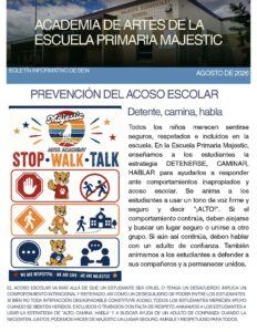Spanish flyer for August Bullying prevention